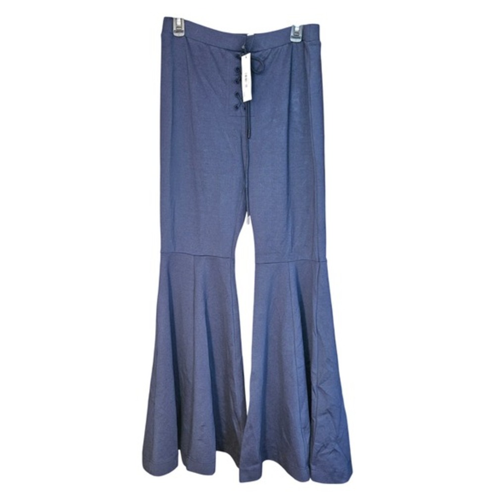 The Drop Sky Captain Flared Pants Navy Blue Lace Up Front Bell Bottom B0C69HHTMD